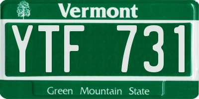 VT license plate YTF731