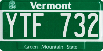 VT license plate YTF732