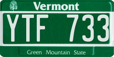 VT license plate YTF733