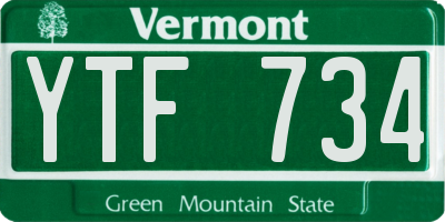 VT license plate YTF734