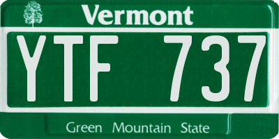 VT license plate YTF737
