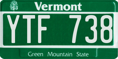 VT license plate YTF738