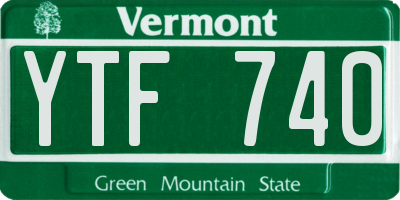 VT license plate YTF740