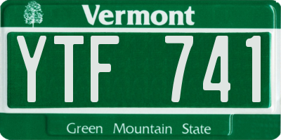 VT license plate YTF741