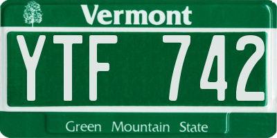 VT license plate YTF742