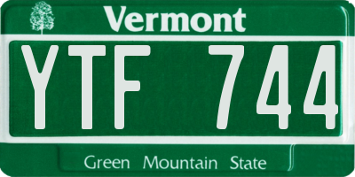 VT license plate YTF744
