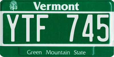 VT license plate YTF745