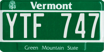 VT license plate YTF747