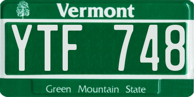 VT license plate YTF748