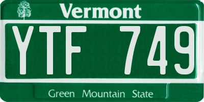 VT license plate YTF749