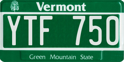 VT license plate YTF750