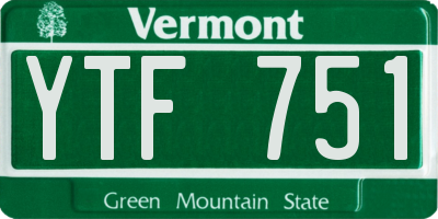 VT license plate YTF751