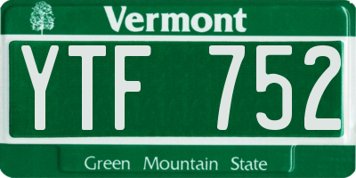 VT license plate YTF752