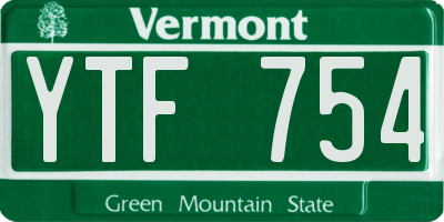 VT license plate YTF754
