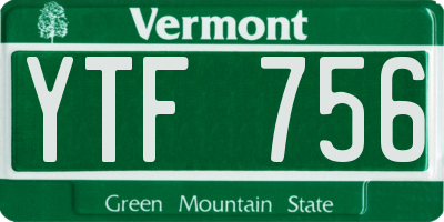 VT license plate YTF756