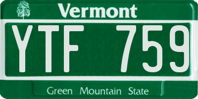 VT license plate YTF759
