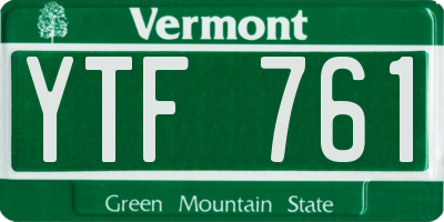 VT license plate YTF761