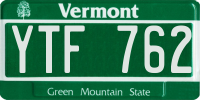VT license plate YTF762