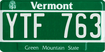 VT license plate YTF763