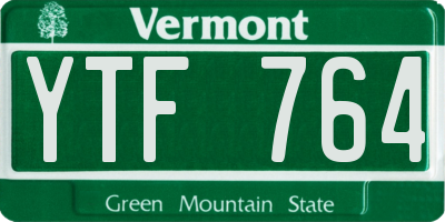 VT license plate YTF764