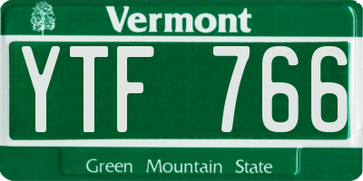 VT license plate YTF766