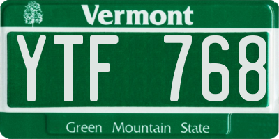VT license plate YTF768