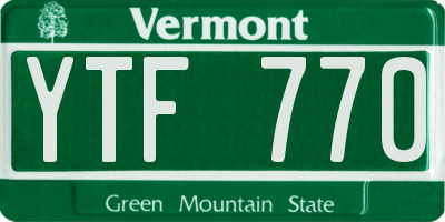 VT license plate YTF770