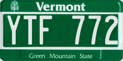 VT license plate YTF772
