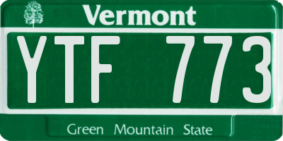 VT license plate YTF773