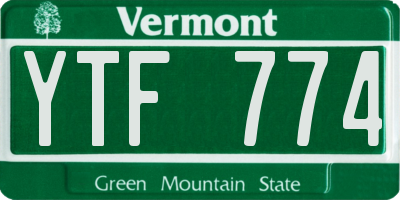 VT license plate YTF774