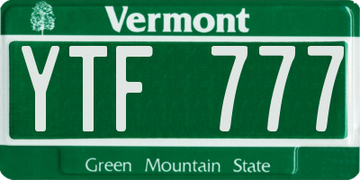 VT license plate YTF777