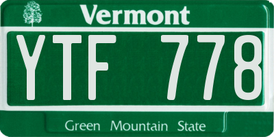 VT license plate YTF778