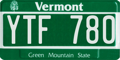VT license plate YTF780