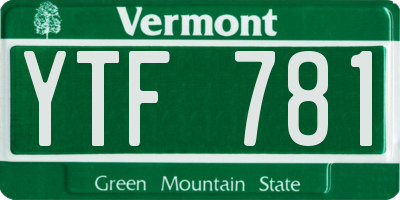 VT license plate YTF781