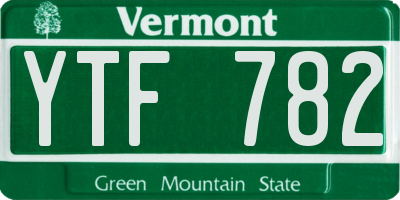 VT license plate YTF782