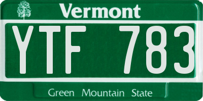 VT license plate YTF783
