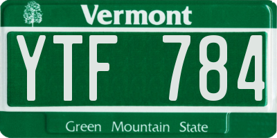 VT license plate YTF784