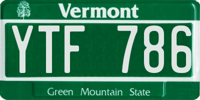 VT license plate YTF786