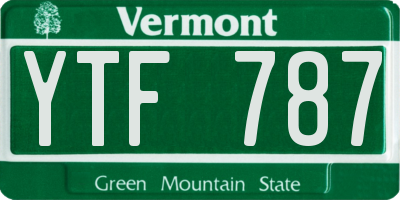 VT license plate YTF787