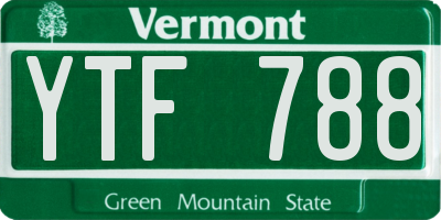 VT license plate YTF788