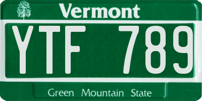 VT license plate YTF789