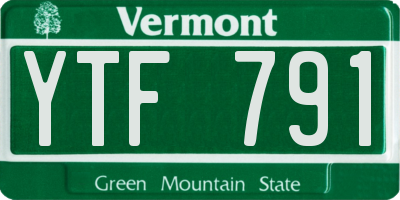 VT license plate YTF791