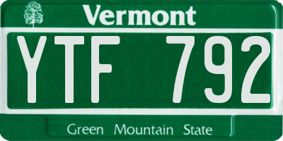 VT license plate YTF792