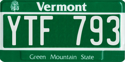 VT license plate YTF793