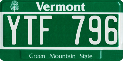 VT license plate YTF796
