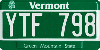 VT license plate YTF798