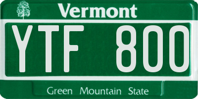 VT license plate YTF800