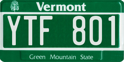 VT license plate YTF801
