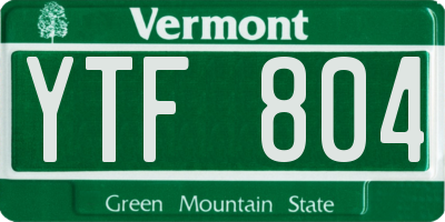 VT license plate YTF804