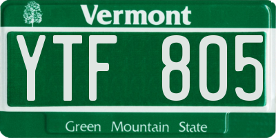VT license plate YTF805